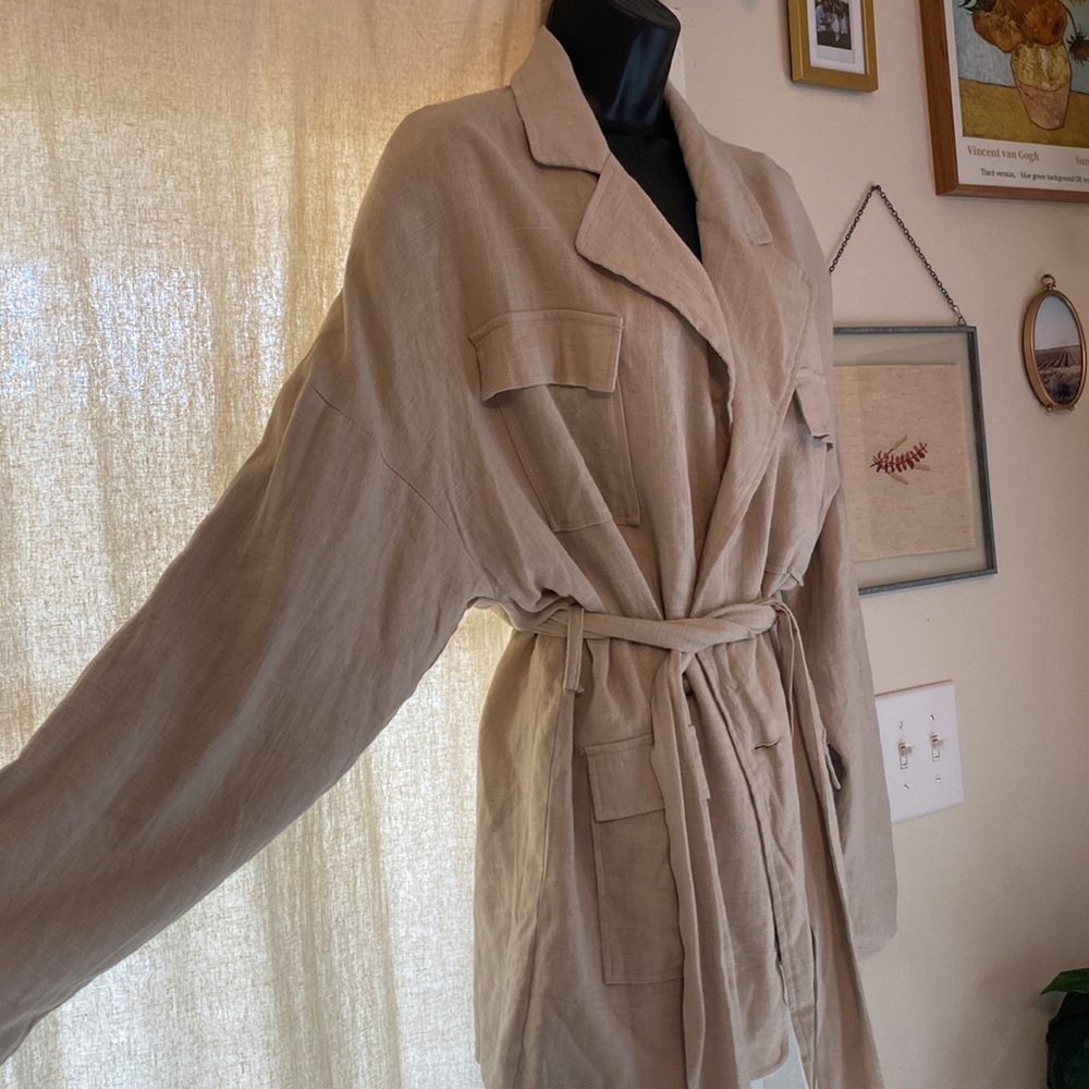 JLUXLABEL Beige Linen Blazer